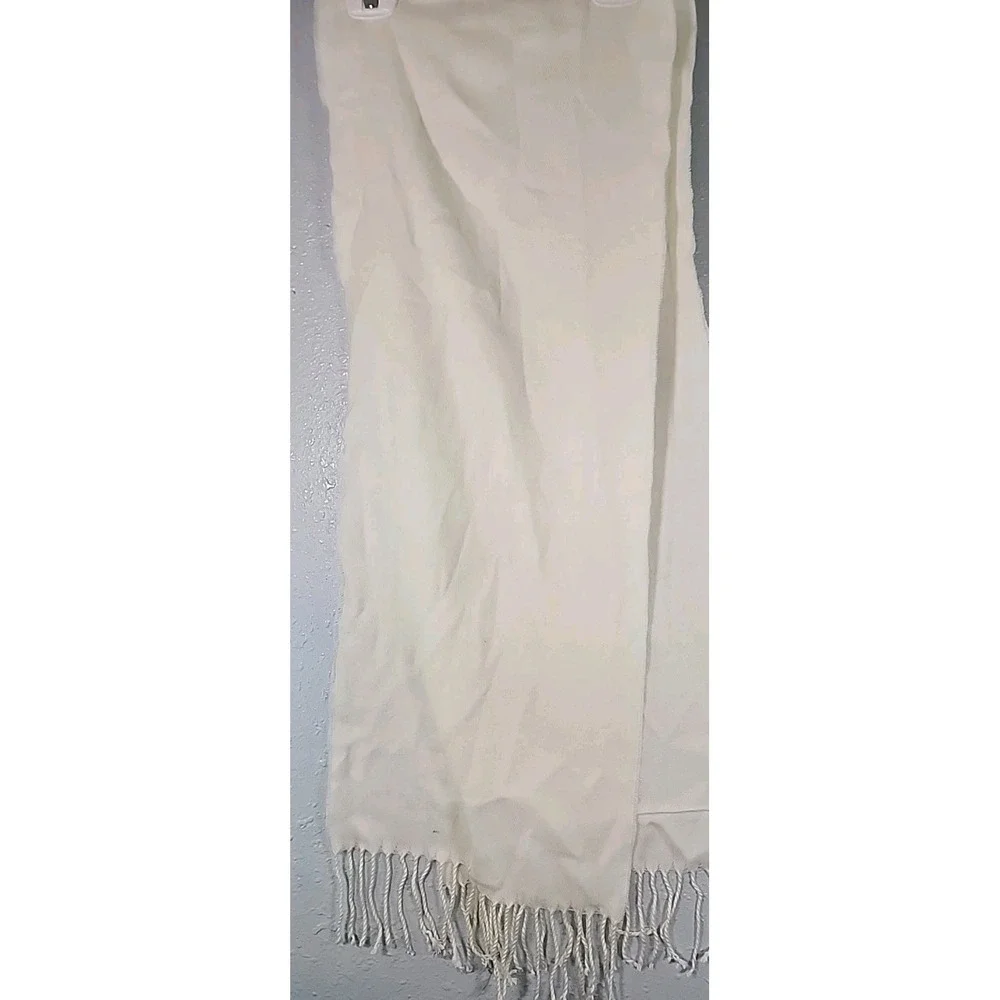 Soft Fringe Scarf Cream Color Scarf‎